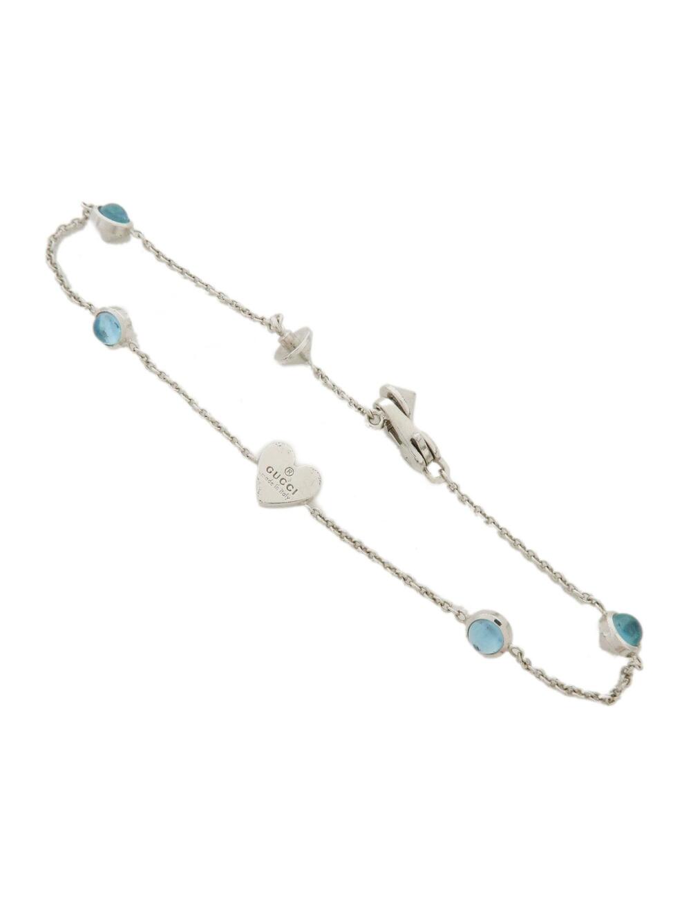 Gucci Blue Topaz Heart Charm Bracelet #365263G25B